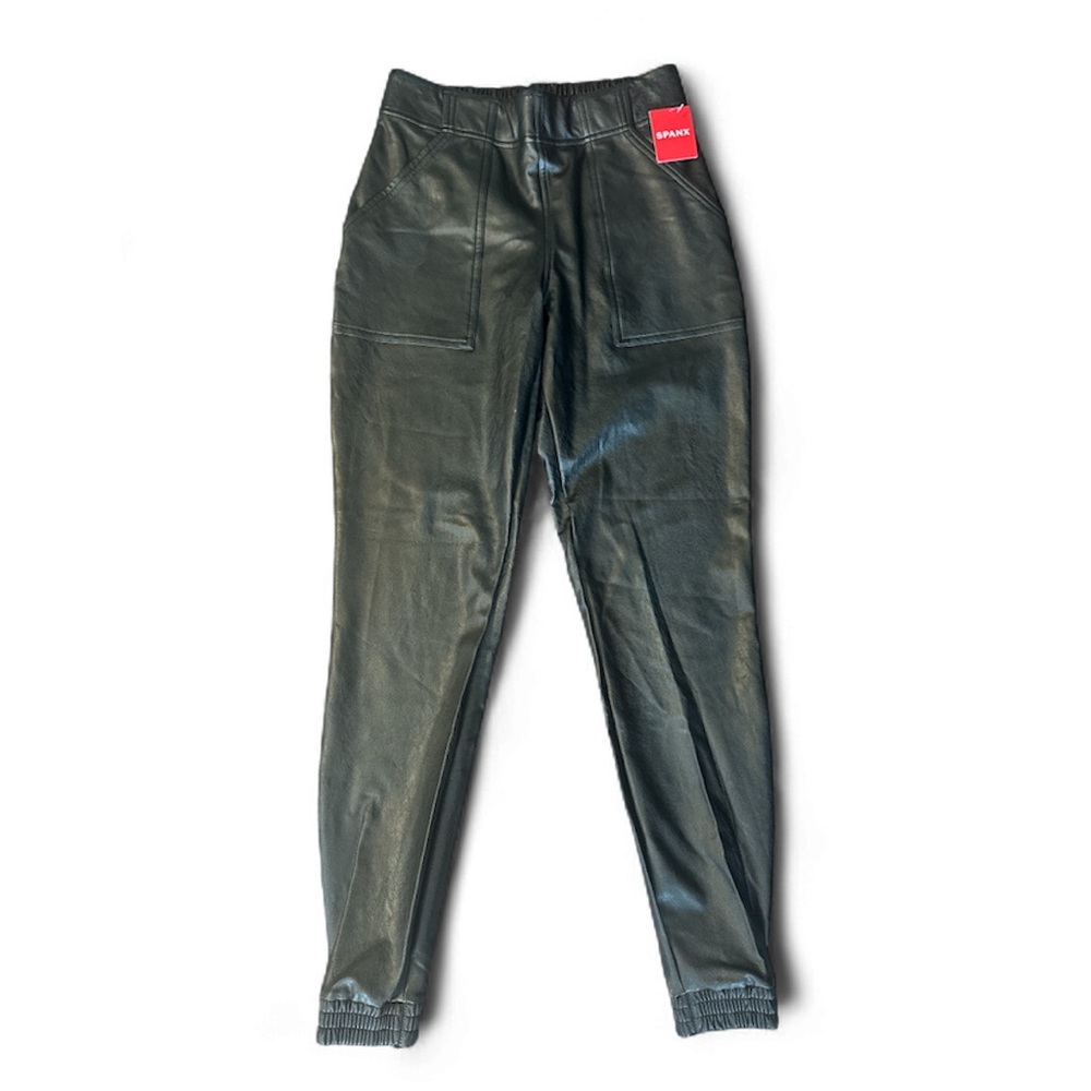 Spanx NWT Women's Faux Leather Like Joggers Black